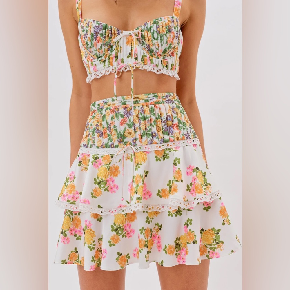 For Love And Lemons Floral Skirt